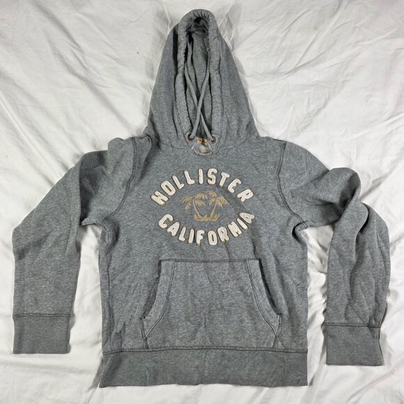 Hollister California Mens Medium Gray Hooded Sweatshirt Pullover Casual Winter - Picture 1 of 10